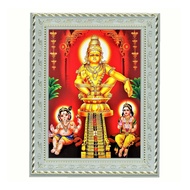 Satvik Lord Ayyappa Swamy, Lord Ayyappan Designer White Photo Frame (2) for Pooja, Prayer & Decor