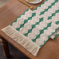 Cotton Linen Table Runner Handmade Woven Tassel Tablecloth Christmas Theme Decoration Tablecloth TV 