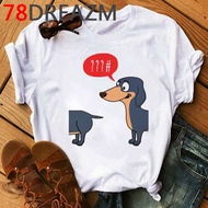 Dachshund Pug T-shirt Funny Dachshund Pug Harajuku Style T-shirt Short-Sleeved Casual Short-Sleeved 