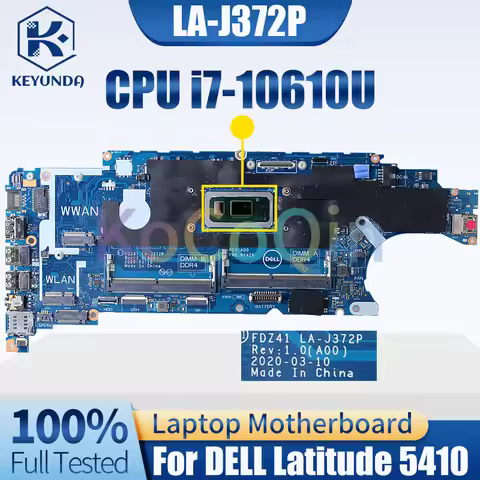 For Dell Latitude 5410 Notebook Mainboard LA-J372P SRGKV i7-10610U CN-0T4NVV 098W3W 067VJ9 Laptop Mo