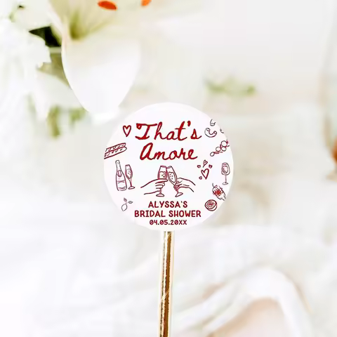 That's Amore Stickers Custom Italian Themed Bridal Shower Favor Labels Custom Wedding Party Favor St