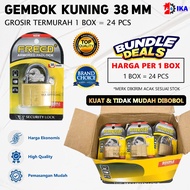 Promo 1 BOX Yellow Gold Padlock 38 MM - 24 PCS / [ Sale ] Yellow Padlock 38 mm Dozens [24pcs/ 1 BOX]