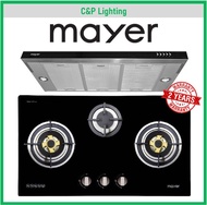 (Hood + Hob Bundle) Mayer 78cm 3 Burner Glass Hob MMGH773HI + 90cm Semi-Integrated Cooker Hood MMGH773HI