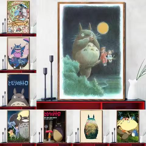 My Neighbor Totoro Ghibli Anime Wall Art, HD Canvas Print Poster, Suitable for Home, Living Room, Ro