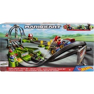 .Hot Wheels Mario Kart Circuit Track Set & 2 Toy Vehicles, Racing Playset Includes Booster