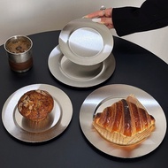 Ins Style Stainless Steel Plate Industrial Style Steak Pasta Plate Korean Style Salad Plate Dessert 