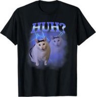 【Cod】 Huh Silly Cat Meme Funny Oddly Bootleg Specific Dank Meme Casual Short Sleeve Cotton T-Shirt