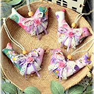 織品復活節鳥，4 件套，手工製作的復活節裝飾，裝飾復活節樹