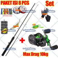 Joran Pancing Full Set 1.8M 5-10LB 7.2:1 Joran BC Set UL Carbon Pancingan Set Lengkap/bc casting 1 s