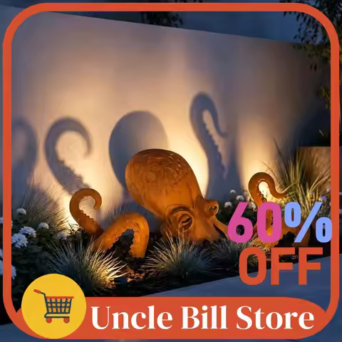 Rust Patina Giant Octopus Garden Sculpture Metal Octopus Stake Ornament Whimsical Outdoor Yard Art f