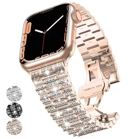 Diamond Strap for Apple Watch 10 9 8 7 SE X 40/44mm 41/45mm 42/46mm 49mm Ultra Luxury Band Metal For