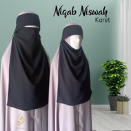 Cadar Bandana Poni Karet Niswah|Hananiqab|Sifon Silky Adem warna Hitam