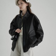 nordic復古 / 肌理感飛行員夾克外套 / 油蠟皮