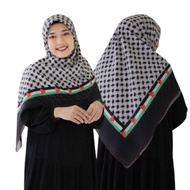 [ Jumbo Syar'i 130x130 ] Hijab Jilbab Voal Motif Palestina Kerudung