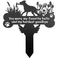 Dog Grave Markers, 12"X 14" Metal Baked Enamel Memorial Dog Stake for Pet Headstone Decorations, Wat