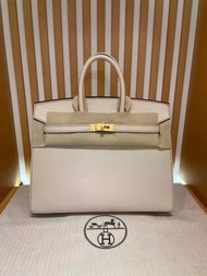 💫新鮮出爐🎉🎉 😍😍 Hermes Birkin 25 CC10 內拼37色磨砂金扣 💫💕外縫BK25 奶昔白內拼金棕色 馬蹄印磨砂金扣