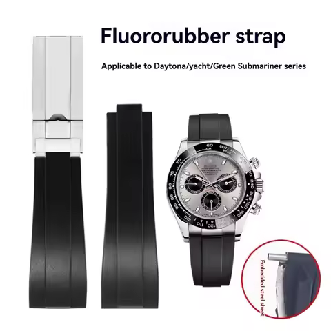 For Rolex Daytona Black Green Water Ghost Yacht MG GMT Log Fluororubber Strap High Quality Watch Acc