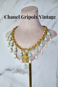 Chanel Gripoix vintage necklace🩵古埃及艷后項鏈超有氣場🧝🏻‍♀️巴洛克珍珠綠松石琉璃🩵24K包金炸珠工藝葡萄藤絕版系列✨✨✨市面罕有中古高級珠寶款式 Chanel Gr