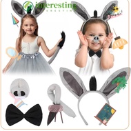 INTERESTING 4PCS Donkey Costume Set, Funny Tail Nose Donkey Headband, Fashion Bow Tie Animal Donkey 