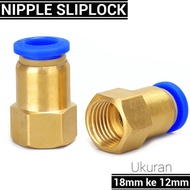 Nepel Slip Lock Output Pompa DC Drat 18mm ke Selang 12mm
