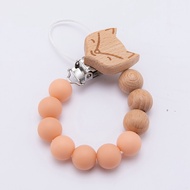 1pc Baby Silicone Pacifier Chain Clips Wood Funny Fox Clips Holder Chain For Infant Feeding Toddler