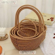 Picnic Basket Rattan Portable ins Picnic Full Set Supplies Must-have Influencer Props Spring Outing Picnic Bamboo Basket Weaving