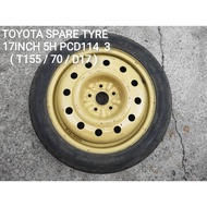 Spare Tyre 17 Inch Inci 5H PCD114.3 ( T155/70 D17 ) Toyota Vellfire Estima Alphard Mark-X / Tayar Ga