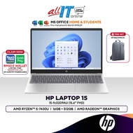 HP Laptop 15-fc0209AU 15.6" FHD Laptop (AMD Ryzen™ 5 7430U | 16GB | 512GB SSD | AMD Radeon™ Graphics | H&amp;S)