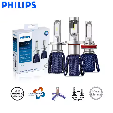 Philips LED Ultinon Essential H4 H7 HB3 HB4 H8 H11 H16Car Headlight HIR2 9012 9005 9006 6000K Bright