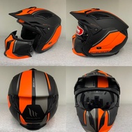 MT HELMETS STREETFIGHTER SV TWIN C4 MATT FLUOR ORANGE, OPEN/FULL FACE HELMET, DOUBLE VISOR, STREET F
