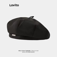 Lovito Casual Hat Plain Temperament Versatile Hats for Women LFA04295 (Khaki/Off White/Black)