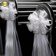 [DB] Church Wedding Pew Bows With Long Tulle Tails Chair Aisle Decor Wedding Car Decoration For Chur