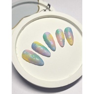 Colorful bubble chrome matte fake nails 10 fingers