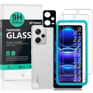 IBYWIND Tempered Glass Screen Protector For Redmi Note 12 Pro 5G/Redmi Note 12 Pro+ 5G(2Pcs),1 Camera Lens Protector,1 Backing Carbon Fiber Film,Easy Install