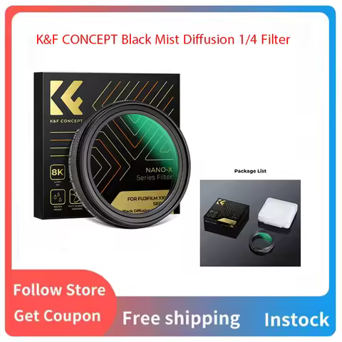 K&F CONCEPT Black Mist Diffusion 1/4 Filter(Black Frame) Compatible with Fujifilm X100 Series