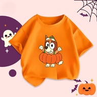 Baju Happy Halloween Shirt Kaos Pumpkin Bluey T-Shirt Trick or Treat Tee Shirt Kids Adults Halloween