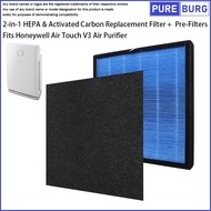 Fits Honeywell Air Touch V3 Air Purifier 2-in-1HEPA+Activated Carbon Replacement Filter&amp;Pre-Filterx2