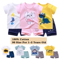 Size 90 For 1-2 Years Old Baby's tall 80cm-90cm Girls Boys 2-piece Vest Set Kids Shirts Suit Cartoon