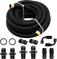ZOSANY 15FT AN6 Automatic Transmission Cooler Lines Kit with fittings For 4L60E 4L65E - Black Nylon