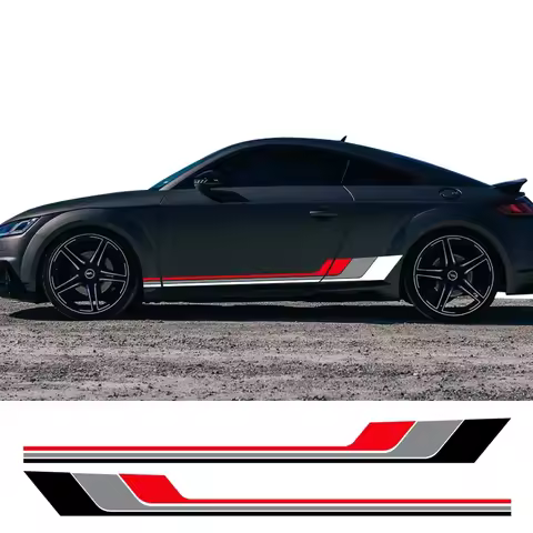 Car Door Side Skirt Sticker Trims Vinyl Decals Tricolor Graphic Accessories For Audi TT 8N MK1 MK2 8