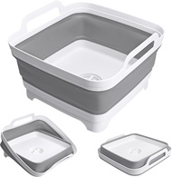 Collapsible Wash Basin with Drain Plug 2.4 Gallon (9L) Collapsible Dish Basin Portable Bottle Washin