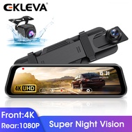 EKLEVA 10" Car DVR 4K WIFI Dash cam Touch Screen Stream Media Camera 2160P GPS Dual Lens Time-lapse Video IP68 Waterproof Rear camera