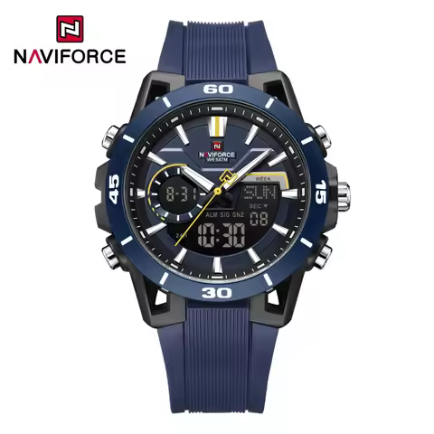 NAVIFORCE Men's 5ATM Waterproof Dual Time Watch Fashion Sport Countdown Alarm Chronograph Wristwatch