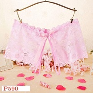 P590 Women's Sexy Panties Boyshort Pink Transparent Open Crotch