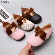 Cute Little Girl White Bow Soft Bottom Princess Shoes Fashion Kids Black School Shoes Retro Casual Y