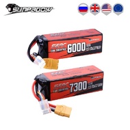 SUNPADOW 4S Lipo Battery 14.8V 6000mAh 7300mAh 70C with XT90 T Connector for RC By Try Vehicle Car T