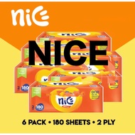 [6 PACK] Nice Facial Tissue 180 Sheets - NICE 180 6 PACK