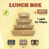 Lunch Box Paper Isi 100 Pcs Size XS/S/M/L Dus Kemasan Box Kemasan
