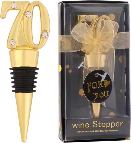24 Pack 70th Birthday Party Favors For Guests-70 Years Old Wine Bottle Stopper With Gift Box For 70t
