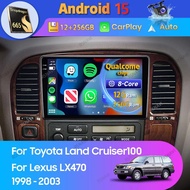 Android 15 Carplay Auto For Lexus LX470 For Toyota Land Cruiser LC 100 1998 - 2003 Car Radio 2Din Vi